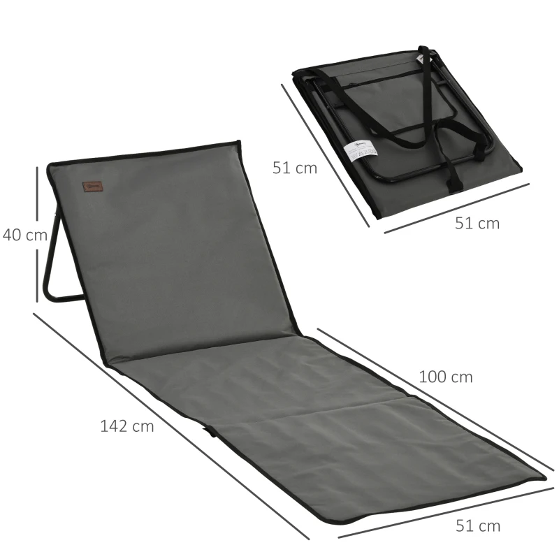 Outsunny Conjunto de 2 Esterillas de Playa Plegable con Respaldo Reclinable y Bolsa de Transporte 142x51x40 cm Gris
