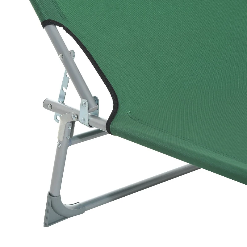Outsunny Cama de Camping Plegable con Respaldo Ajustable en 4 Niveles Carga 120 kg para Playa Jardín Piscina 187x58x28 cm Verde