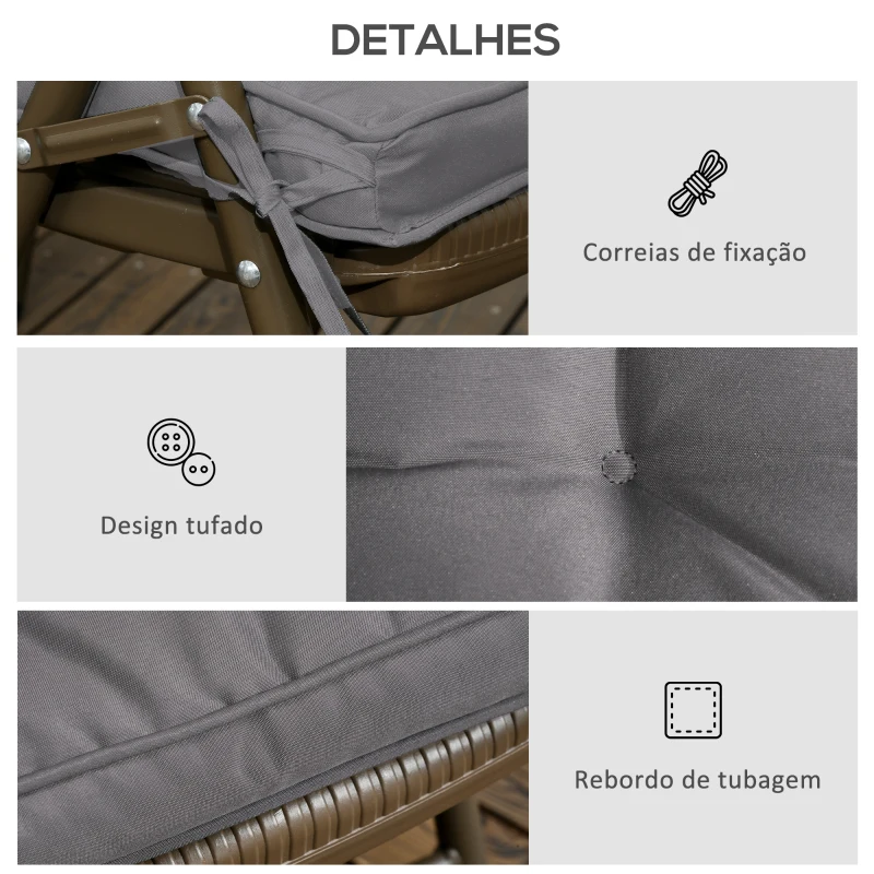 Outsunny Conjunto de Almofadas para Cadeiras de Jantar 42x42x5 cm Jogo de 4 Peças Almofadas para Cadeiras de Jardim Impermeáveis Cinzento