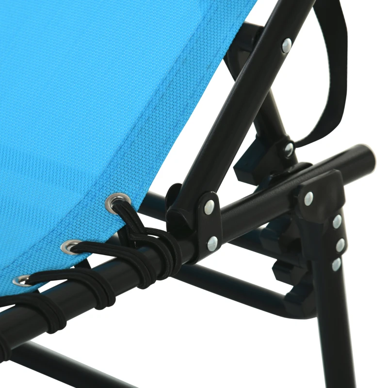Outsunny Tumbona Plegable y Ajustable de 4 Posiciones Silla Reclinable de Jardín con Sistema de Cordones para Exterior Marco Acero 189x58x30 cm Azul Claro