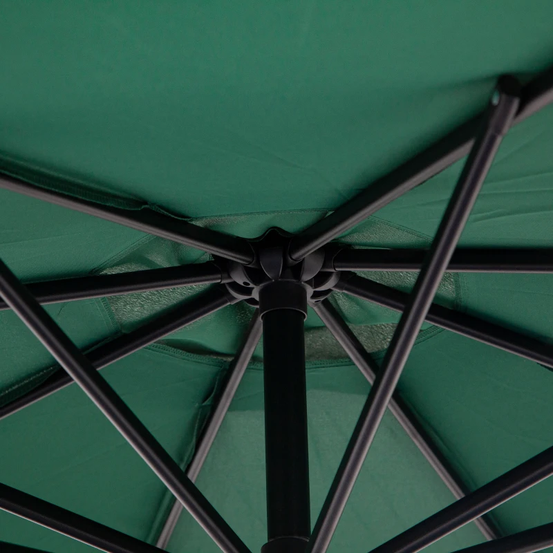 Outsunny Sombrilla de Jardín Ø300x250 cm Parasol Excéntrico Inclinable con Manivela Base Cruzada y Soporte de Acero Verde
