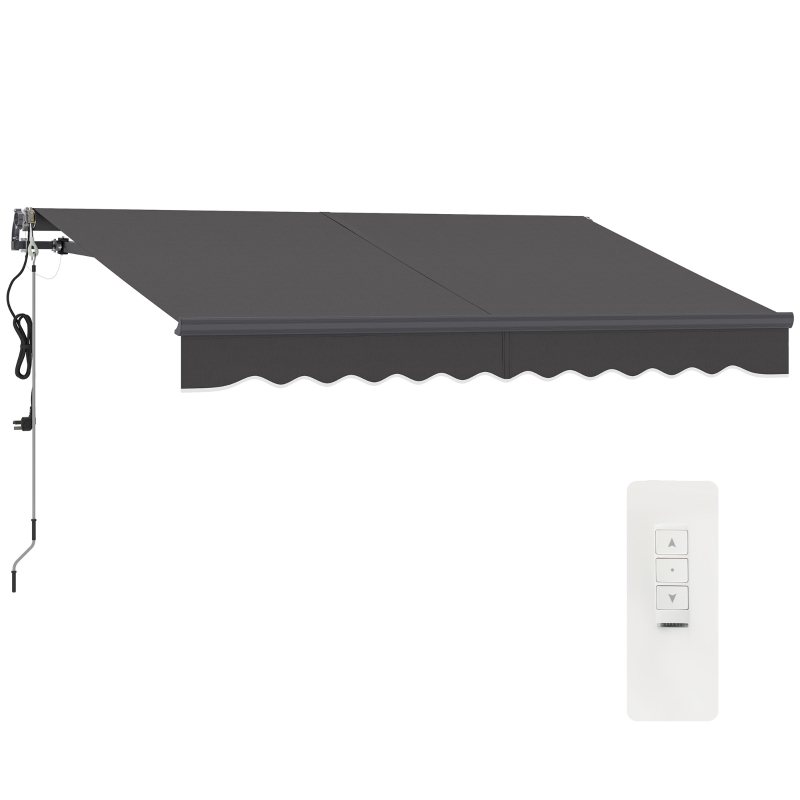 Outsunny Toldo Elétrico Retrátil com Controlo Remoto 296x250 cm Toldo de Exterior Enrolável com Manivela e Proteção UV30+ Cinza