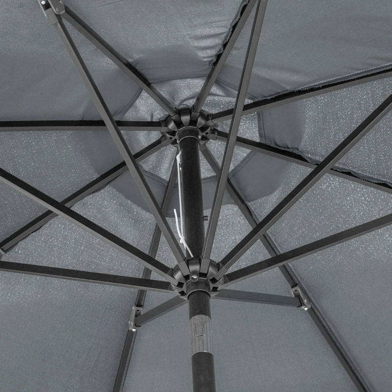 Outsunny Sombrilla de Jardín con Manivela y Techo Inclinable y para Patio Terraza Exterior Ø300x252 cm Gris