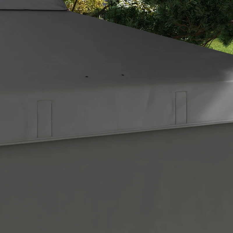 Outsunny Carpa Plegable de Jardín de 2,5x2,5 m con Altura Ajustable Anti-UV con 1 Pared Lateral y Bolsas de Arena Gris Oscuro