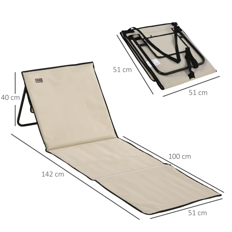 Outsunny Conjunto de 2 Esterillas de Playa con Respaldo Reclinable y Bolsa de Transporte para Jardín Camping 142x51x40 cm Beige