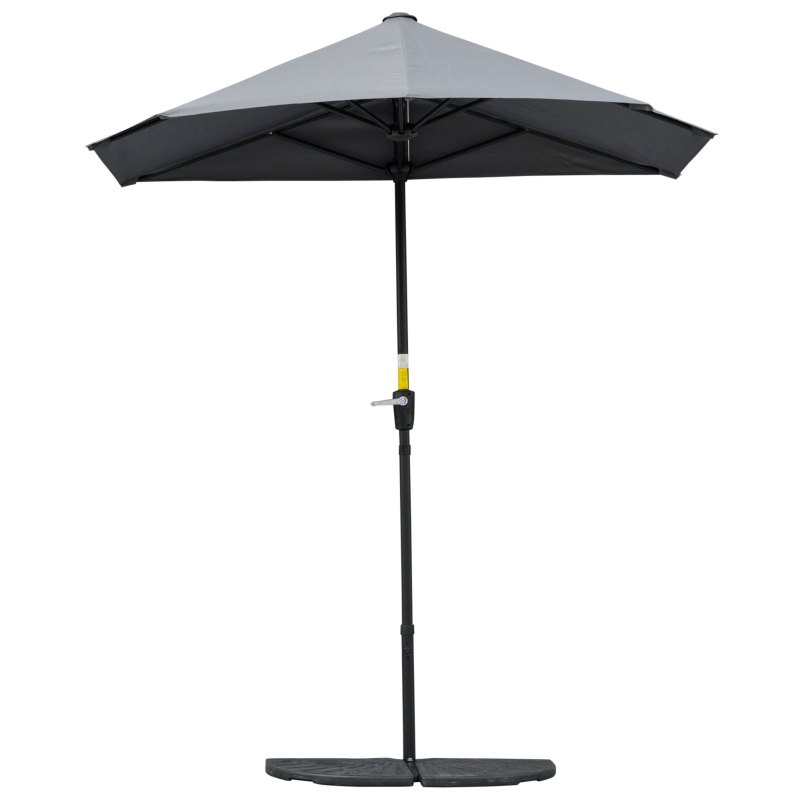Outsunny  2 x 2 m Sonnenschirm Halbrundschirm Balkonschirm mit Halterung wasserabweisend für Garten Terrassen Höfe 100% Polyester Dunkelgrau