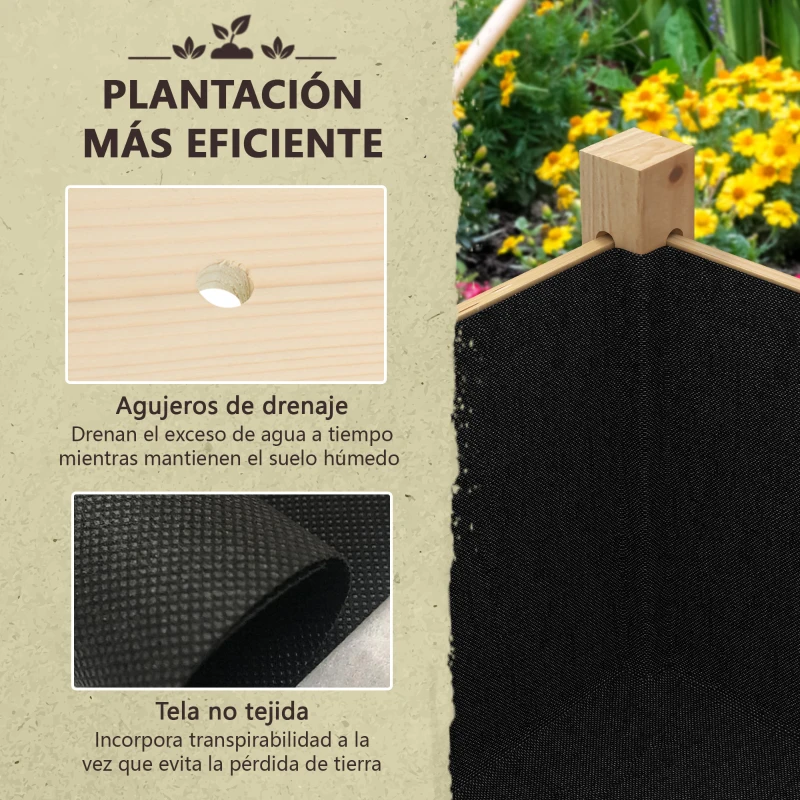 Outsunny Huerto Urbano Elevado 115x55x80 cm Jardinera de Cultivo con Tela no Tejida para Cultivo Plantas Flores Verduras Natural