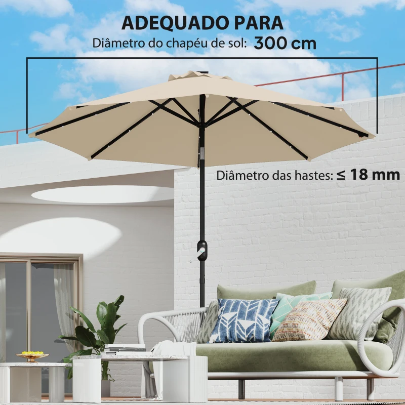 Outsunny Toldo de Substituição para Chapéu de Sol de 3 m Toldo de Reposição para Chapéu de Sol com Ventilação Superior Proteção UV 50+ Caqui