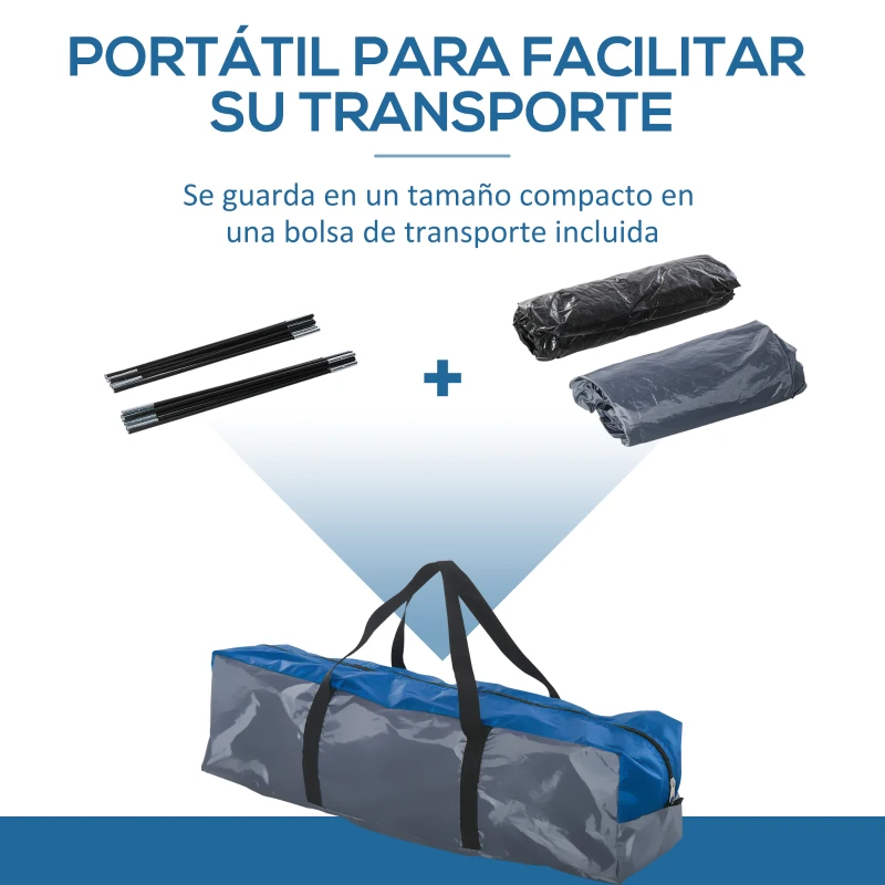 Outsunny Tienda de Campaña para 3-4 Personas con Ventanas 2 Bolsillos y Bolsa de Transporte 250x300x130 cm Gris y Azul