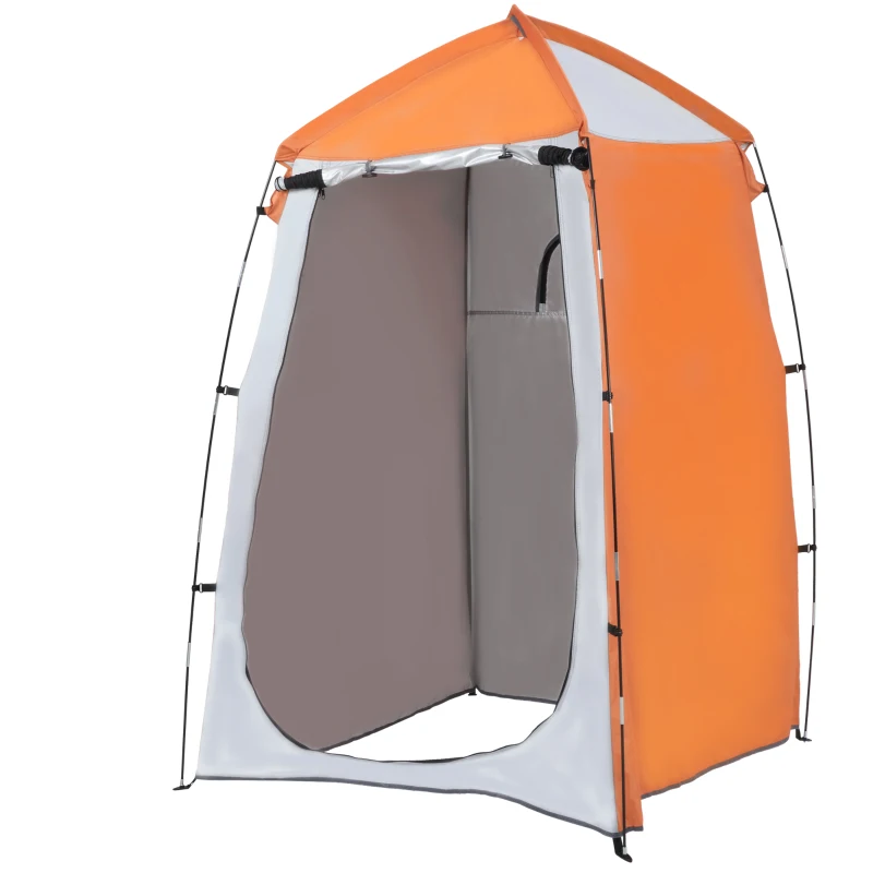 Outsunny Tienda de Ducha Camping Portátil UV25+ Tienda de Privacidad Tienda Instantánea para Baño Vestuario Cambiador Inodoro con Ventana Bolsillo y Bolsa de Transporte 123x121x198 cm Naranja