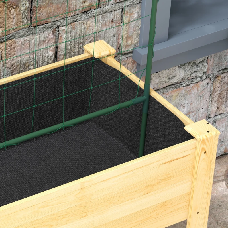 Outsunny Jardinera de Cultivo con Enrejado Huerto Urbano para Trepar Enredaderas Verduras Plantas Flores 120x60x75 cm Natural