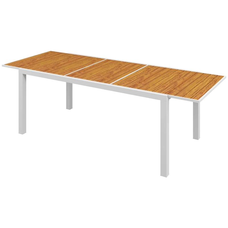Outsunny Mesa de Comedor Exterior Rectangular con Marco de Aluminio Carga 50 kg para Terraza Jardín 180/240x94x73 cm Marrón