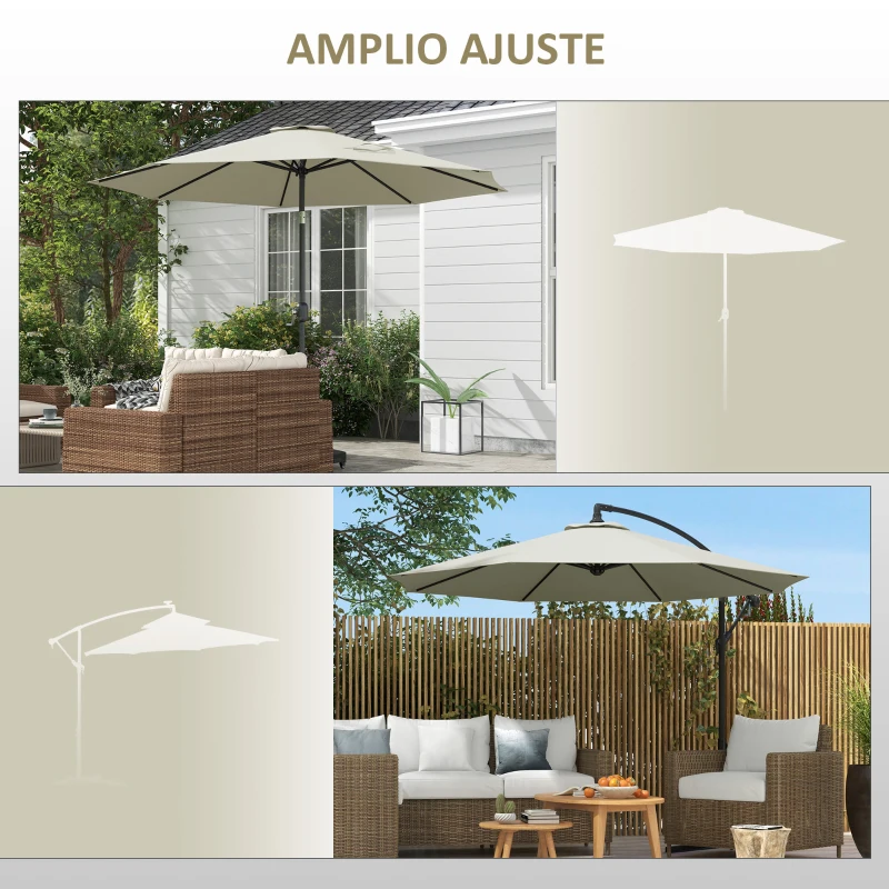 Outsunny Toldo de Recambio de Sombrilla de 3 m Toldo de Repuesto para Sombrilla de Patio con Ventilación Superior Crema