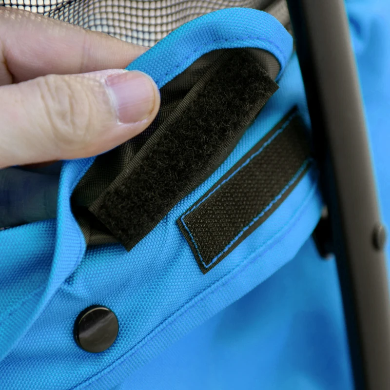 PawHut Cochecito para Perros Pequeños Plegable con Ventanas de Malla Cojín Lavable Correas de Seguridad y Marco de Acero Azul