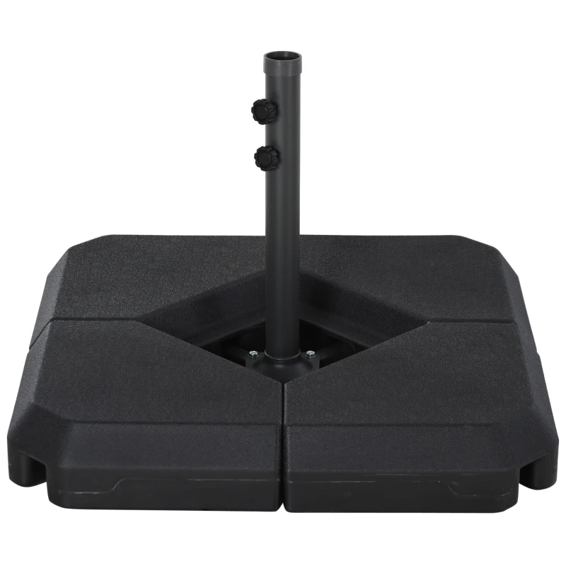 Outsunny Base para Sombrilla de Ø48 mm con 4 Pesos Rellenables de Agua o Arena de 60L Soporte de Sombrilla en Forma de Cruz con Tubo de Acero 80x80x56 cm Negro