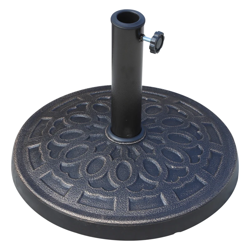 Outsunny Base para Sombrilla de Jardín de 12 kg Soporte de Parasol Redondo de Resina para Postes de 38mm/48mm Ø44x34 cm Bronce