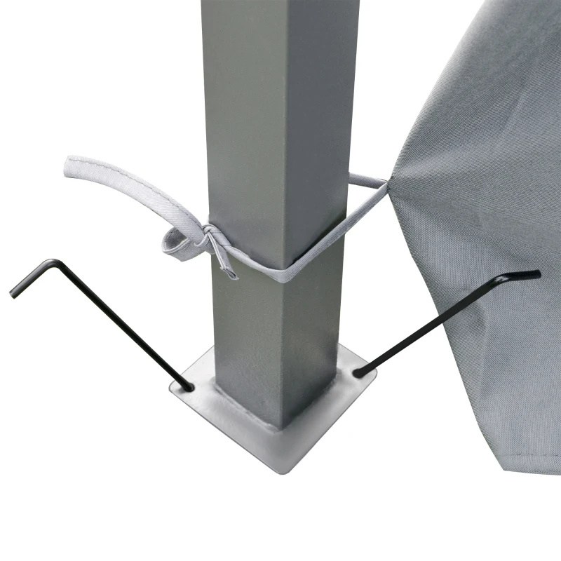 Outsunny Gazebo de Exterior 3x4 m con Paredes Laterales Doble Techo 6 Puertas con Cremallera y 8 Orificios de Drenaje Gris