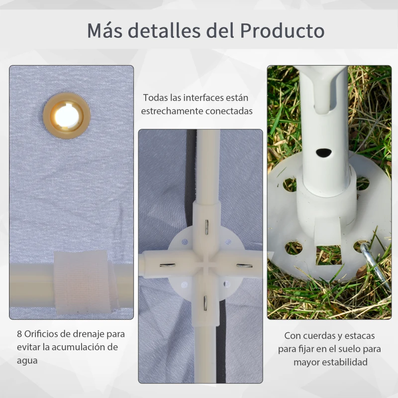 Outsunny Carpa de Jardín 3x3 m Cenador con 4 Partes Laterales Mosquitera con Cremallera Protección UV Impermeable para Patio Exterior Eventos Fiesta Gris