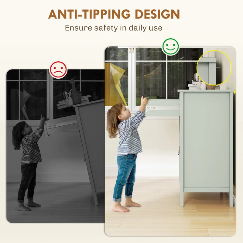 HOMCOM Farmhouse Style Sideboard - Light Green