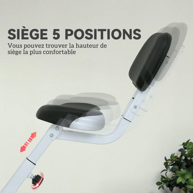 Vélo d'appartement pliable- Collaboration Aosom.fr x FFHandball - 8 niveaux de résistance, dossier selle réglable, rouge