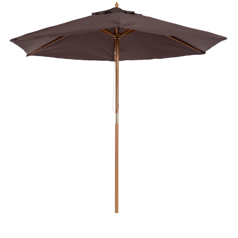 Outsunny Sombrilla de Terraza Ø250x230 cm con 6 Varillas Sistema de Cuerda para Exterior Balcón Patio Café
