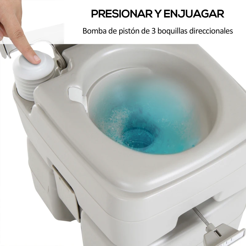 HOMCOM Inodoro Portátil Químico Baño Móvil WC 20L con Extraíble Tanque de Aguas Residuales y Tanque de Agua para Camping Viaje Ancianos Caravana Barco con Cisterna Carga 147 kg 41,5x36,5x42 cm HDPE(m-6)