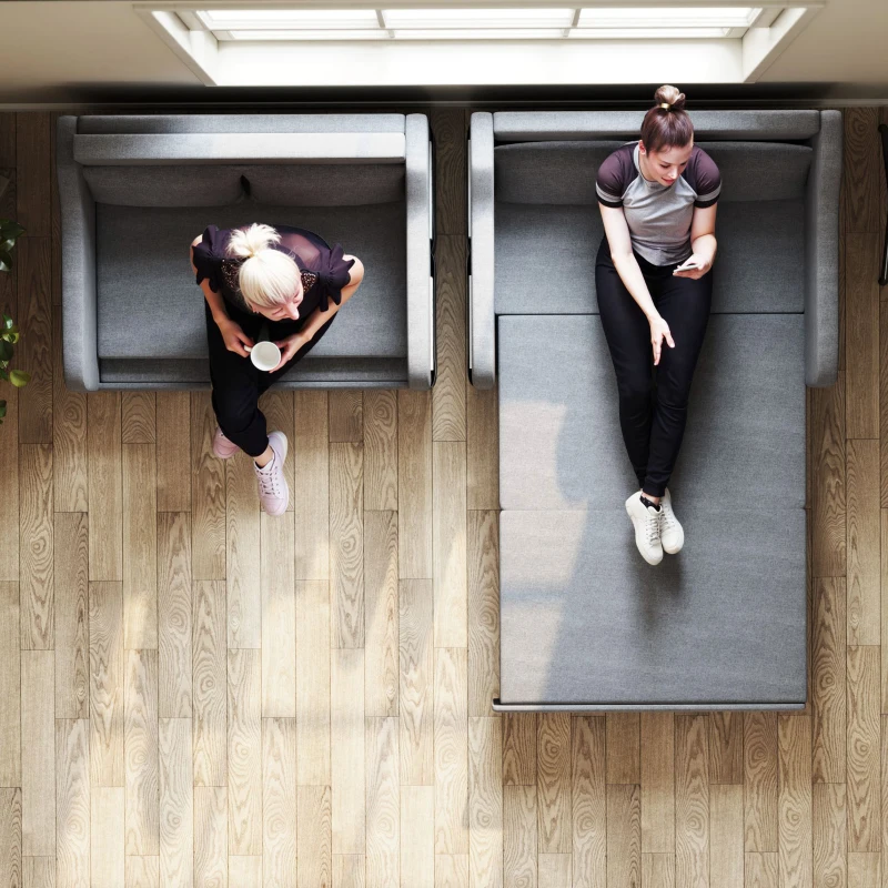 HOMCOM Two-Seater Pull-Out Sofa Bed - Grey