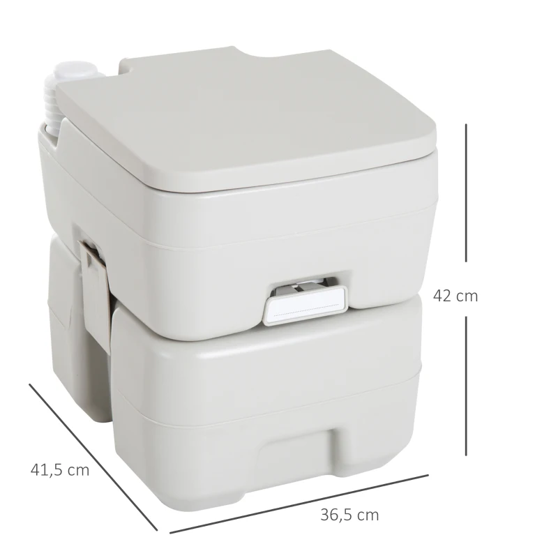 HOMCOM Inodoro Portátil Químico Baño Móvil WC 20L con Extraíble Tanque de Aguas Residuales y Tanque de Agua para Camping Viaje Ancianos Caravana Barco con Cisterna Carga 147 kg 41,5x36,5x42 cm HDPE(m-3)