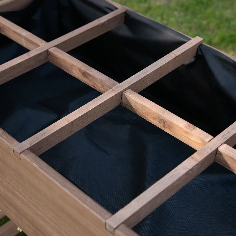 Outsunny Huerto Urbano con 8 Compartimentos y Estantes para Cultivo de Verduras y Hortalizas 123x54x80 cm Marrón