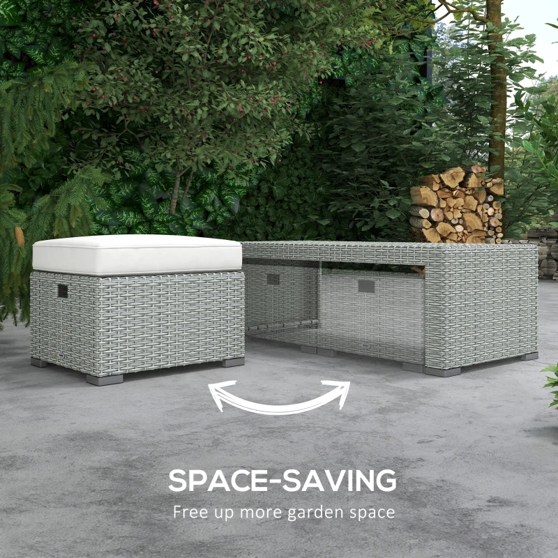 Outsunny Six-piece Outdoor Rattan Dining Set, Outdoor Sofa Set with Reclining Armchairs and Mental Frame, Grey