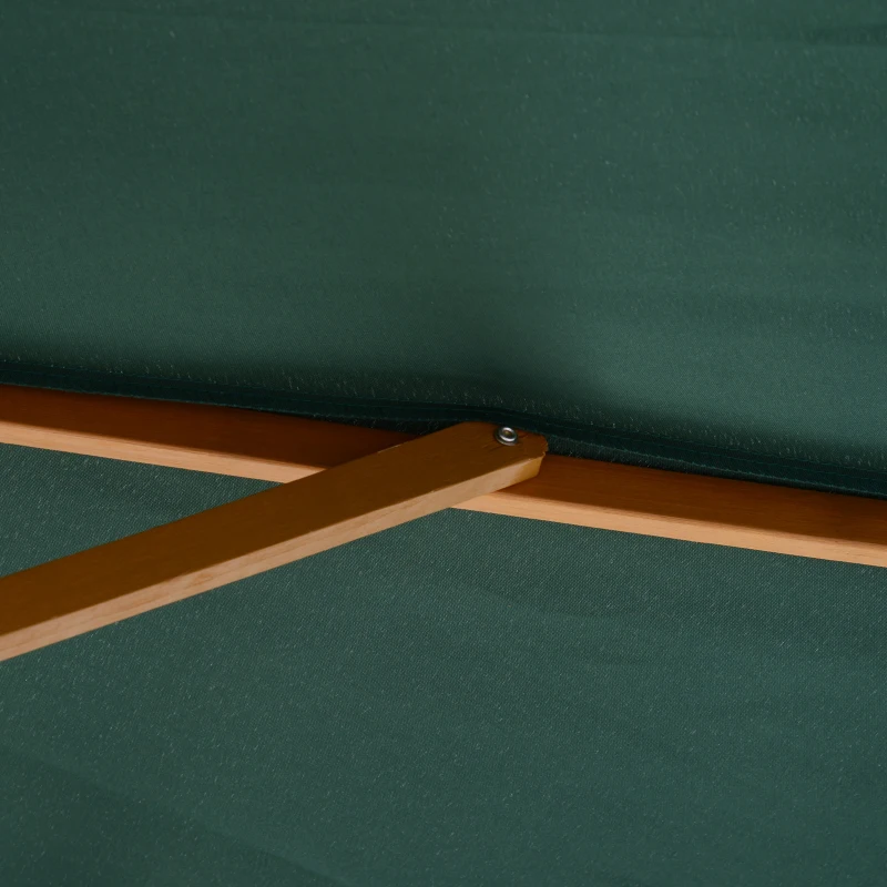 Outsunny Sombrilla Ø300x250 cm Parasol con Poste de Madera con Sistema de Poleas para Jardín Patio Terraza Verde