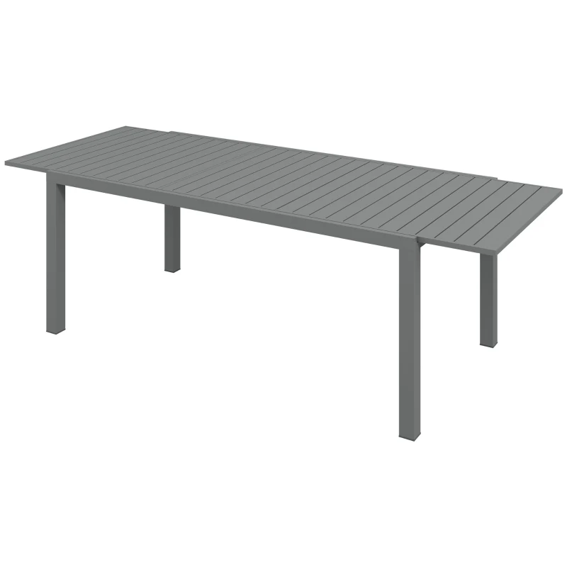 Outsunny Mesa de Comedor Exterior Mesa de Terraza para 6 -8 Personas con Marco de Aluminio 180/240x94x73 cm Gris Oscuro