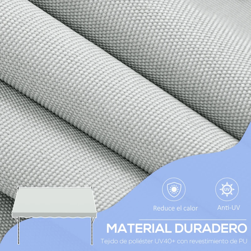 Outsunny Toldo Manual Retráctil 300x175x210-310 cm Ajustable con Manivela Protección Solar UV40+ para Balcón Terraza Crema