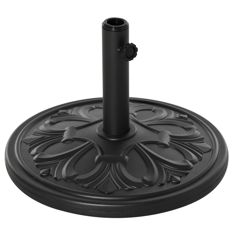 Outsunny Soporte para Parasol Redondo de HDPE y Cemento Peso 13 kg para Poste de Paraguas de Ø35/38/48 mm Ø48x34 cm Negro
