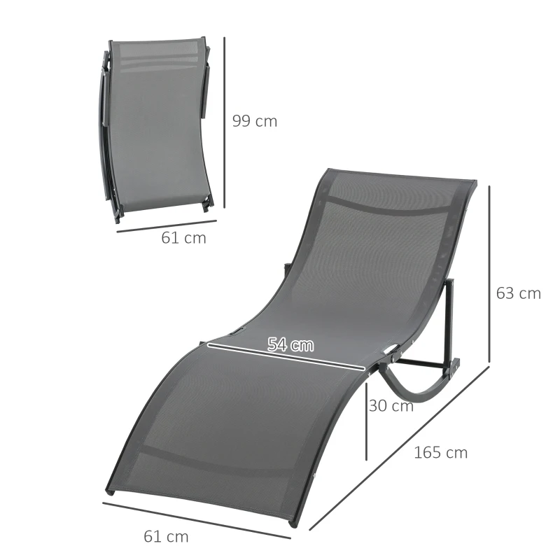 Outsunny 2 Tumbonas Plegables con Marco de Aluminio en Forma de S Carga de 120 kg para Piscina Terraza 165x61x63 cm Gris Oscuro