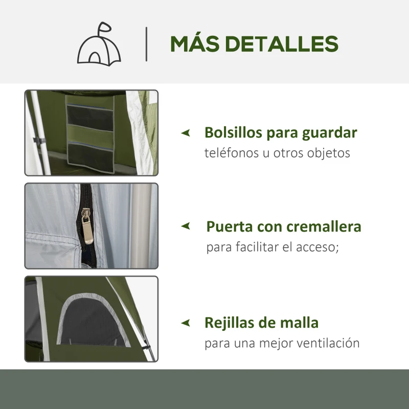 Outsunny Tienda de Campaña para 4-8 Personas con 2 Dormitorios 2 Bolsillos y Ventanas con Malla Impermeable 400x275x210 cm Verde