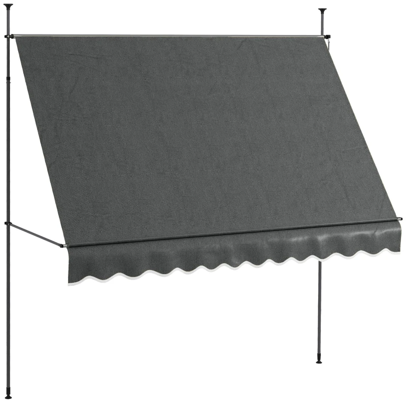 Outsunny Toldo Manual Retráctil para Balcón 300x120x210-300 cm con Manivela Altura Ajustable Impermeable y Anti-UV Gris Oscuro
