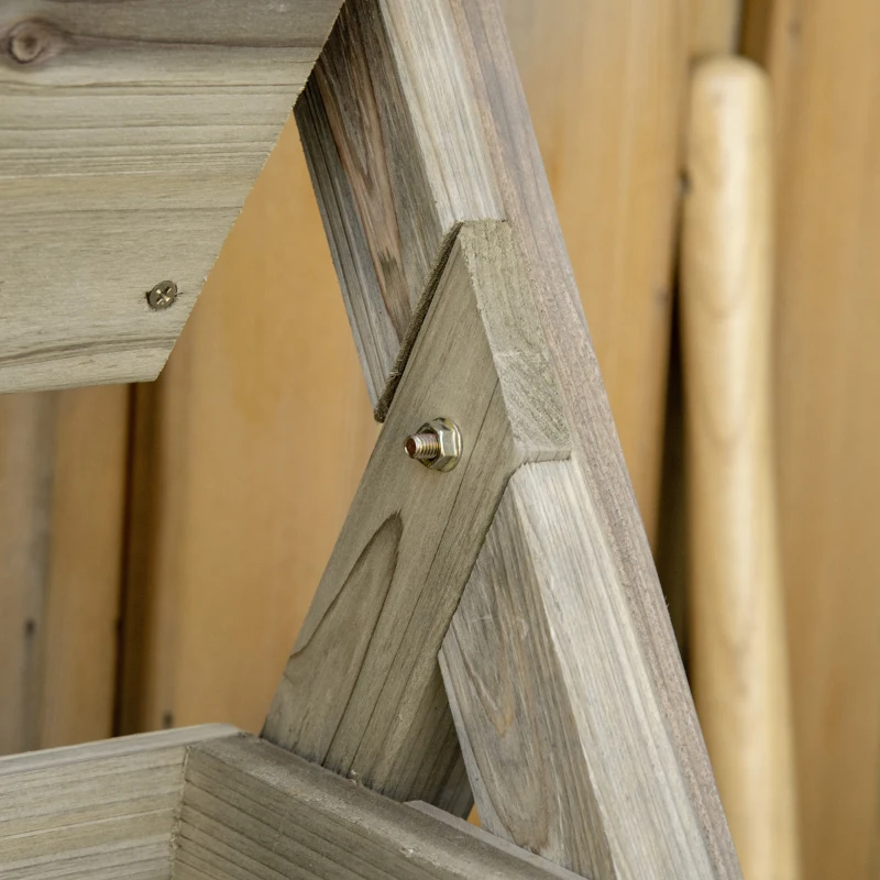 Outsunny Jardinera de Escalera de 3 Niveles Maceteros de Madera Jardinera Vertical con Tela no Tejida y Orificios de Drenaje Huerto Urbano para Plantas Macetas Flores Jardín 71x61x77 cm Natural