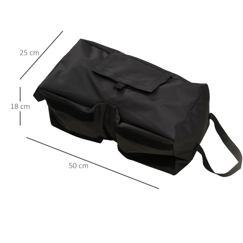 Outsunny Juego de 2 Bolsas de Arena Peso para Sombrilla 50kg con Pala y Asas Cubierta de Tela Oxford Impermeable 50x25x18cm Negro