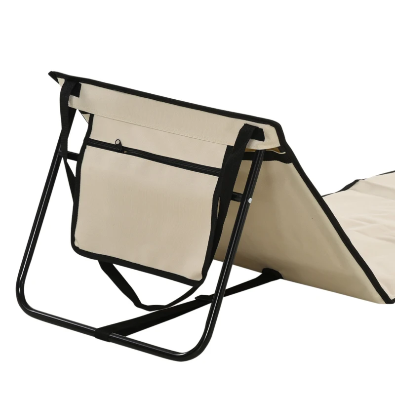 Outsunny Conjunto de 2 Esterillas de Playa con Respaldo Reclinable y Bolsa de Transporte para Jardín Camping 142x51x40 cm Beige