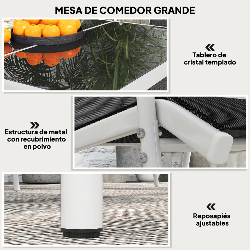 Outsunny Juego de Comedor de Jardín de 7 Piezas con 1 Mesa 6 Sillas Apilables para Terraza Patio Negro