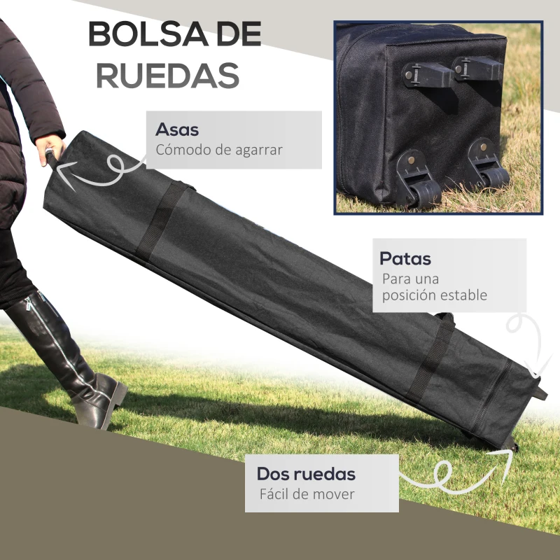 Outsunny Carpa Plegable Pop-up con Altura Ajustable Protección UV50+ Doble Techo y Mosquiteras 4x4x2,8 m Beige