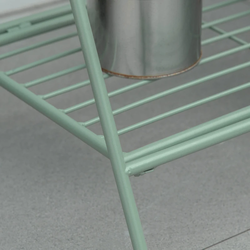 Outsunny Suporte de Metal para Plantas Dobrável com 3 Vasos Incluidos e Prateleira Inferior Suporte para Vasos de Flores Decorativo para Interior e Exterior 47x37x78,5cm Verde