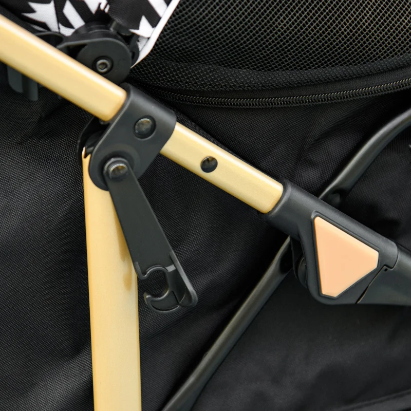 PawHut Carrito para Mascotas con 2 Puertas Ventana de Malla Cesta de Almacenamiento Cuerda de Seguridad 80x44,5x97 cm Negro