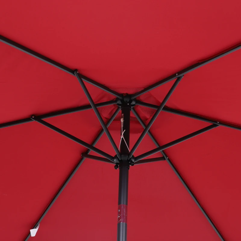 Outsunny Sombrilla para Jardín de Aluminio Ø260x235 cm Parasol de Jardín Reclinable con Manivela y 6 Varillas de Metal para Terraza Exterior Balcón Rojo