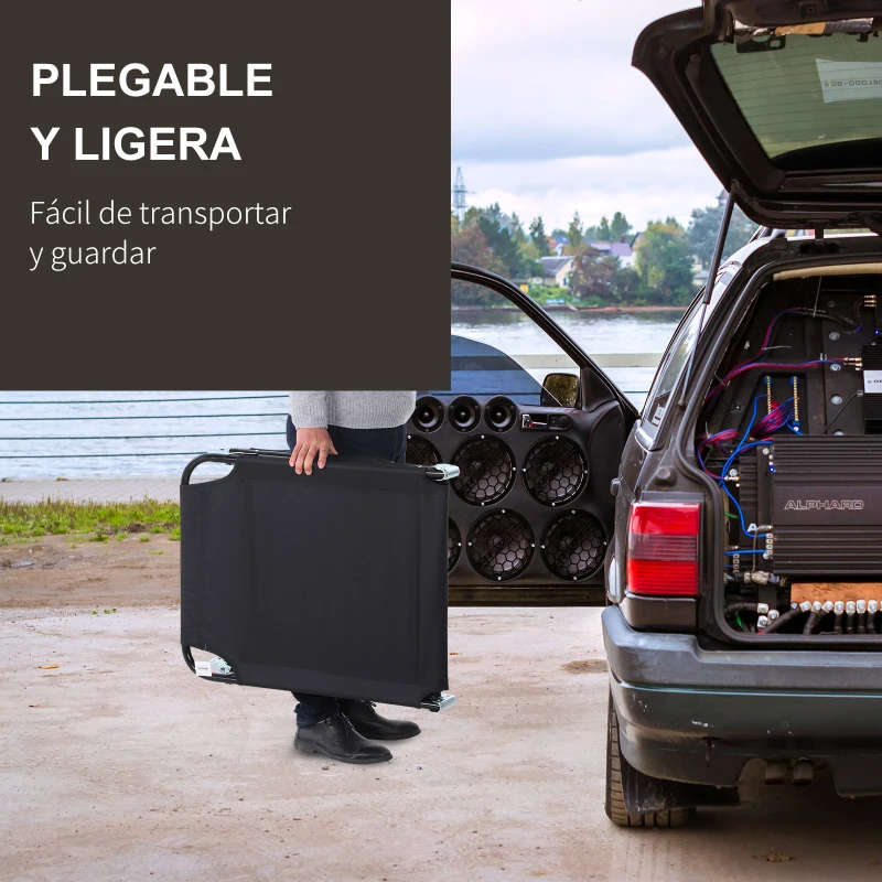 Outsunny Tumbona Plegable Reclinable con Ángulo Ajustable de 5 Posiciones para Jardín Exterior Piscina Terraza Camping Carga 120 kg 188x56x28 cm Negro