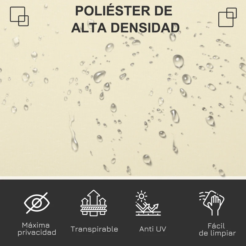 Outsunny Toldo Lateral Retráctil 300x160cm Pantalla Enrollable Mampara de Privacidad y Protección Solar para Balcón Terraza Crema