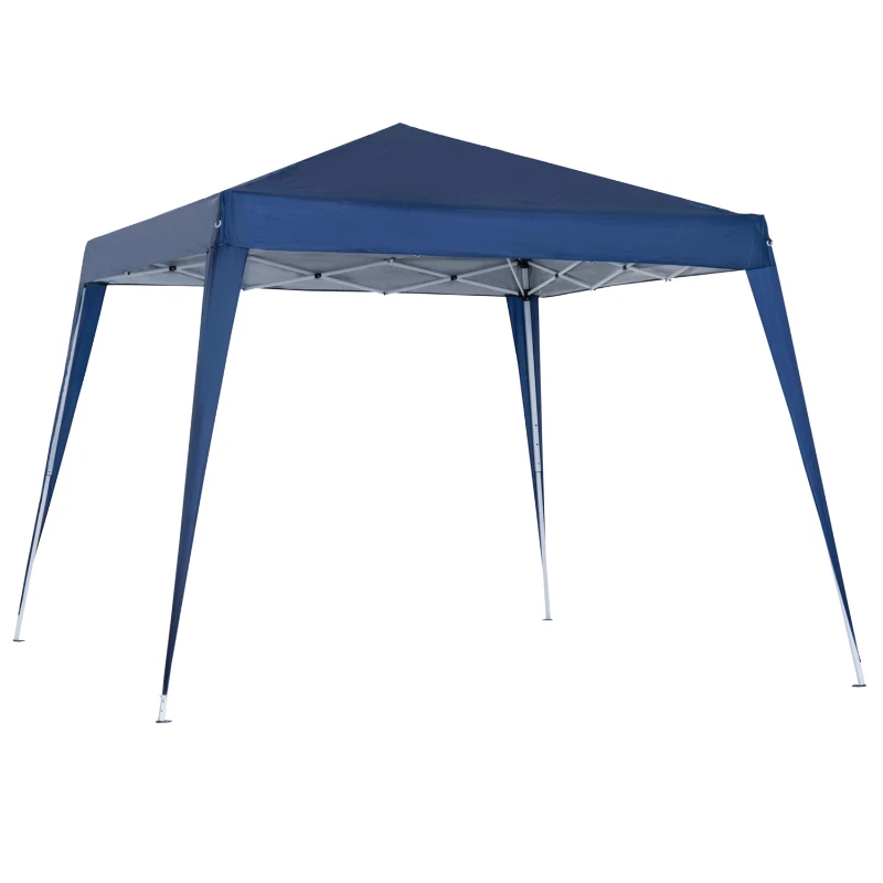 Outsunny Carpa Plegable 2,4x2,4m Cenador de Jardín Impermeable Diseño Pop Up de Acero y Cubierta de Tela Oxford Gazebo para Exterior Azul