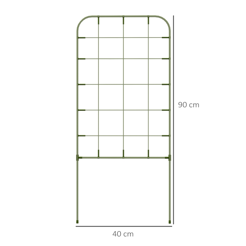 Outsunny Juego de 4 Enrejados de Jardín Soportes para Enredaderas de Acero para Plantas Trepadoras y Decoración 40x90 cm Verde