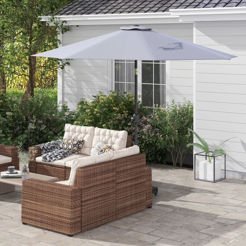 Outsunny Toldo de Recambio de Sombrilla de 3 m Toldo de Repuesto para Sombrilla de Patio con Ventilación Superior Gris